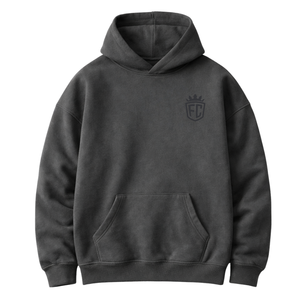 <b>Mens</b> Washed Grey Oversized Hoodie <b>Pullover</b> 50% Cotton 50% Polyester Drop Shoulder Streetwear Relaxed Fit Winter Sweatshirt - Product Image 1
