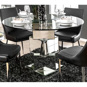 Luxury Western Style Modern Extendable Dining <b>Table</b> Glass <b>Top</b> Stainless Steel Legs Shape for Home Dining Room Dining <b>Table</b> - Product Image 3