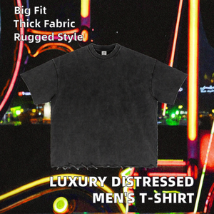 Distressed <b>Acid</b> Washed Solid Woven Men's T-Shirt DTG Heavyweight Oversized <b>Drop</b> Shoulder 100% Cotton Eco-Friendly Breathable - Product Image 5