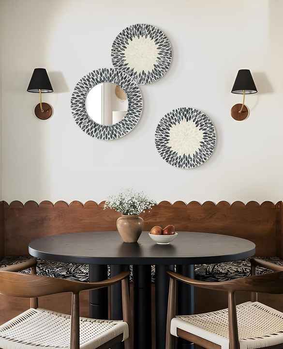 Tienphong Handicraft Vietnam Mother of Pearl Wall Plates and Mirror Rustic Design Style Durable Easy Cleaning
