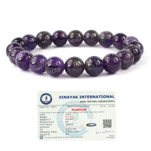 Bracelet en perles rondes d'améthyste naturelle de 10 mm pour la paix, le soulagement du stress, la croissance spirituelle, Reiki chargé - Product Image 2
