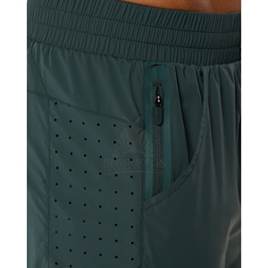 กางเกงกีฬาขาสั้นสำหรับผู้ชายกางเกงขาสั้นสีทึบมีกระเป๋าโลโก้ตามสั่งสไตล์สตรีทสูงชุดเล่นกีฬากางเกงวิ่งสีพื้น - Product Image 5