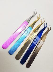 Line Pattern Design Handle Gold Plated <b>Eyelash</b> <b>Tweezers</b> Stainless Steel Custom Logo Pointed Curved <b>Eyelash</b> Extension <b>Tweezers</b> - Product Image 3
