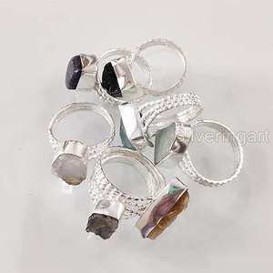 Anillo de Piedras Preciosas en Bruto para Mujer, Esmeralda Natural, Zafiro, Tanzanita, Herkimer, Joyería de Plata de Ley 925 - Product Image 6