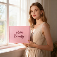 Boîtes d'expédition Hello Beauty en gros, boîtes cadeaux dorées avec vernis UV, pour cosmétiques, perruques, boîtes PO roses pour les petites entreprises