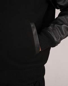 Veste Letterman de qualité supérieure pour homme en laine noire 1005 coton polaire Vestes Letterman personnalisées - Product Image 5