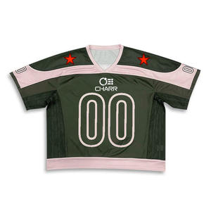Di alta qualità in poliestere sublimazione maglia da Football americano maglia personalizzata squadrata oversize Cropped Jersey adulti taglie forti traspirante - Product Image 1