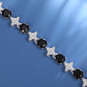 Collar de diamantes de moissanita blanca y negra | Hermoso Collar de plata de ley 925 para Mujer | Joyería de hip hop - Product Image 1