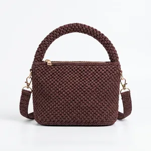 Bolso Bandolera Mini de Rafia Tejida para Mujer, Estilo Bohemio, Cierre de Cremallera, Asa Marrón, para Todas las Estaciones, ANA Madagascar 5 - Product Image 1