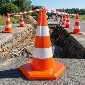 5 cônes de signalisation réfléchissants en PVC, 50 cm, légers, en PU/PC, pour avertissement routier, couleur réflecteur blanc - Product Image 3