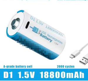 1.5V 18800mAh <b>C</b>-Type USB <b>Rechargeable</b> D1 Lipo LR20 Lithium Polymer <b>Battery</b>-Fast Charging Via USB-<b>C</b> Cable - Product Image 3