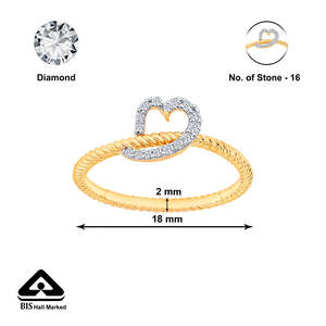 Bague en or et diamants en forme de cœur - Product Image 5