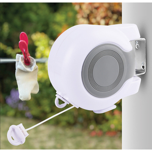 Ligne de lavage rétractable en plastique extensible de <span class=keywords><strong>corde</strong></span> couverte extérieure de câble jumeau fixé au mur extractible - Product Image 1