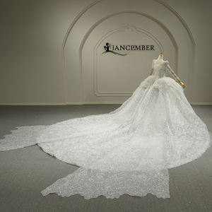 Jancember GT26026 Vestido de Novia con Cuello Cuadrado, Perlas y Cola Larga - Product Image 3