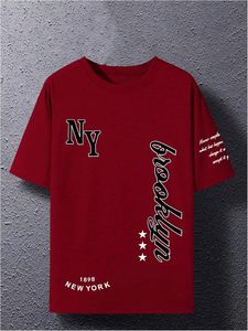 Camisetas gráficas para hombre, camiseta de manga corta con estampado de letras, camisetas informales con cuello redondo, 96% poliéster, 4% ELASTANO - Product Image 3