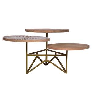 Contemporary 3-Piece Nesting Wooden Coffee <b>Table</b> Set Clubbed Round <b>Side</b> <b>Tables</b> for Living Room or Hotel Modern Design - Product Image 2