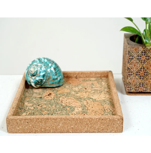 Bandeja de servicio de corcho con bandeja de aceitunas cuadradas elegante hecha a mano para catering, restaurante, hotel, uso doméstico, respetuoso con el medio ambiente - Product Image 1