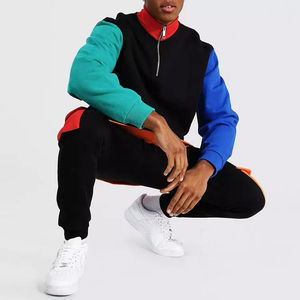 Transpirable Color gris Elegante Ropa de calle Estilo 8 bolsillos Hombres Chándal Sudadera con capucha y Jogger Gym Wear Conjunto de dos piezas - Product Image 5