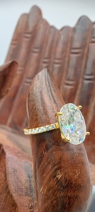 Luxury Women's 18K <b>Gold</b> Classic Wedding <b>Costume</b> Ring Full VVS Natural Diamond Rounded Baguette for Certified - Product Image 5