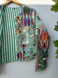 Algodón indio Vintage Kantha acolchado otoño acabado chaquetas abrigos venta al por mayor tamaño personalizado Blazers Unisex cosido a mano Hippie - Product Image 6