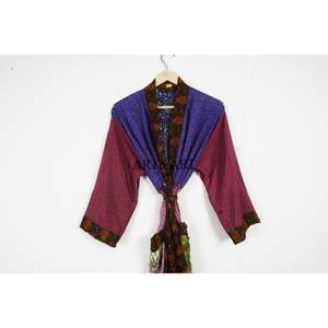 Elegant Japanese-Style Floral Kimono Robe <b>for</b> <b>Women</b> Traditional Design Full Length 100% <b>Silk</b> Comfortable Smooth Breathable - Product Image 2