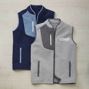 Chaqueta cortavientos sin mangas Softshell ligera para hombre con logotipo bordado personalizado con cremallera, chaleco de golf para viajes, senderismo, correr - Product Image 6