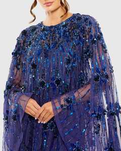 Elegant Floral Trumpet/Mermaid V-neck Sleeveless <b>Long</b> Beaded Sequin Embroidery Tulle LYCRA <b>Wedding</b> Party <b>Dress</b> - Product Image 3