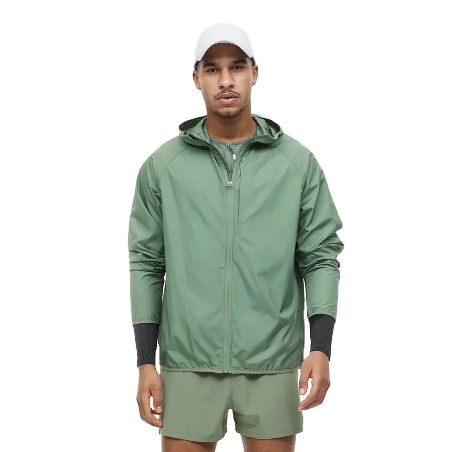 Alta Qualidade Personalizado Pistache Cor Verde Nylon Zipper Windbreaker Jacket Com Stand Colar E Bolsos Laterais