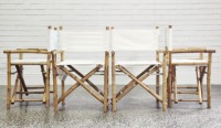 Fabricant du Vietnam chaise pliante en bambou avec tissu salle à manger jardin mobilier d'extérieur pour la location d'événements de noce