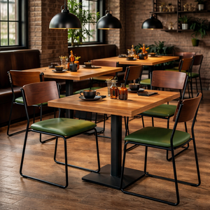 Real Leather <b>Antique</b> Stackable Dining Chair Industrial Restaurant Bistro Seating Metal <b>Frame</b> Contract Furniture Seat AKKU ART - Product Image 4