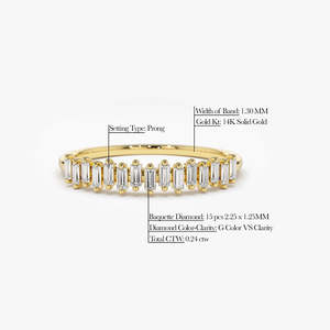 มาใหม่14K สีขาวทึบทองซ้อนกันแนวตั้ง Baguette แหวนเพชร ODM ขายส่งเครื่องประดับ - Product Image 3
