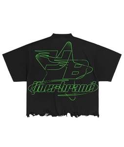 เสื้อยืดผู้ชายพิมพ์ลายโลโก้โอเวอร์ไซส์พลัสไซส์พิมพ์ลายไหล่ตกเสื้อยืดบ็อกซี่พิมพ์ลายแนวสตรีทแวร์พิมพ์ลายสกรีน - Product Image 2