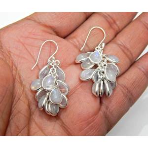 Pendientes de piedra lunar de uva de moda de Plata de Ley 925, cabujón de piedras preciosas para niñas y mujeres, gran idea de regalo - Product Image 2