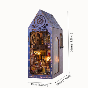 IIECREATE Kit DIY Magic Book Nook, Puzzle <span class=keywords><strong>en</strong></span> <span class=keywords><strong>bois</strong></span> 3D série Purple Dark pour maison de poupée, modèle miniature, vente <span class=keywords><strong>en</strong></span> gros - Product Image 5