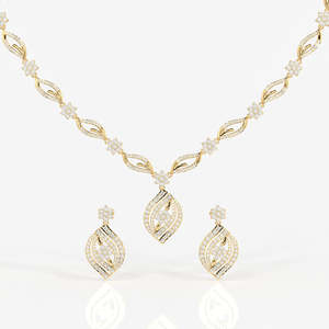 Florence Collection 9k Gold Bridal <b>Necklace</b> with Moissanite Diamond Elegant and Luxurious - Product Image 1