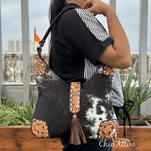 New Designer Hand Tooled Leather Hobo Style Bag Trending Genuine Cowhide Leather Women Single Shoulder Handbag for <b>Ladies</b> - Product Image 1
