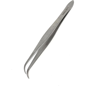 Pinzas de Iris de Alta Calidad, 4.5 Pulgadas, Puntas Dentadas Semicurvas, Acero Inoxidable Tipo Turbina, Calidad Premium - Product Image 4
