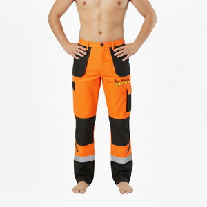 Pantalon de travail unisexe en coton léger, sécurité ANSI classe 2, imperméable, avec LED, haute visibilité, logo personnalisé, multi-poches - Product Image 4