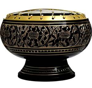 กระถางธูปถ่านทองเหลืองสลักสีดำดีไซน์ใหม่ - Product Image 3