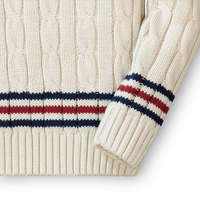 Cardigan tricoté personnalisé à manches longues pour l'hiver, col en V, en laine/viscose, rayé, débardeur de cricket ODM à séchage rapide