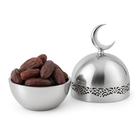 Green Crescent Date Bowl mit Kuppel deckel Islamic Gift Tray für Ramadan Eid Sweet Dish Hot Selling Dekorations artikel