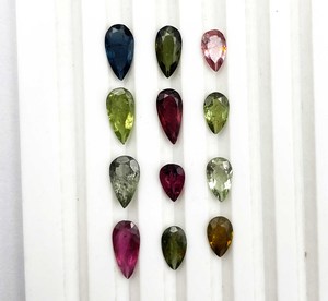 Lot de pierres précieuses en vrac de tourmaline multicolore naturelle 3*5-6*8 MM pierre précieuse coupée en poire pour la fabrication de bijoux - Product Image 5