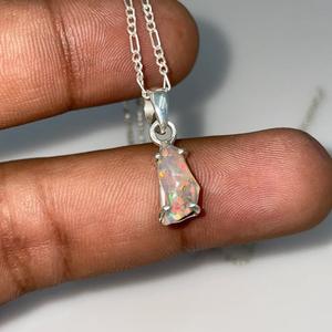 Sterling 925 Silver Ethiopian Natural <b>Opal</b> Rough Gemstone Pendant Multi Fire Handmade Vintage Jewelry Unique <b>Gift</b> for Children - Product Image 3