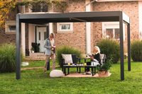 Pergola manuelle rétractable en aluminium moderne pour l'extérieur - Auvent solaire durable et imperméable pour piscine, jardin, terrasse