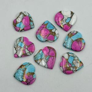 Pierre précieuse rose en forme de cœur turquoise de haute qualité, personnalisable, lisse, taille personnalisée, naturelle, bonbon de coton - Product Image 1