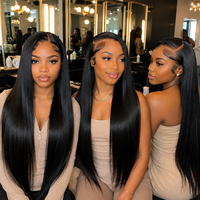 Perruque Lace Front HD Transparente 13x6, Densité 250%, Cheveux Humains Remy Vietnamiens Noirs Naturels Lisses, Pré-épilée