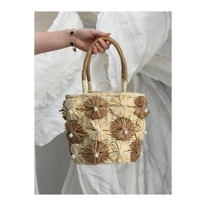 Sac tissé beige Luminos Butik avec applique florale CNT1163-CNT1163-Beige - Product Image 1
