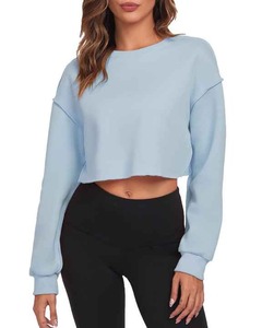 Sweat-shirt court d'usine OEM Sweat-shirt pour femme Sweat-shirt court à capuche en éponge lourde Polaire personnalisé Sweat-shirt court pour femmes - Product Image 6