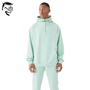 Sweat à capuche surdimensionné à demi-fermeture éclair pour hommes de haute qualité 100% coton polaire empilé pantalon survêtement grande taille pour - Product Image 3