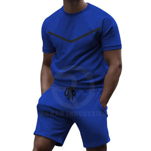 Ensemble de shorts pour hommes Ensemble de shorts d'été de haute qualité pour hommes, tenue décontractée, t-shirt et ensemble court 2 pièces pour hommes, couleur contrastée - Product Image 6